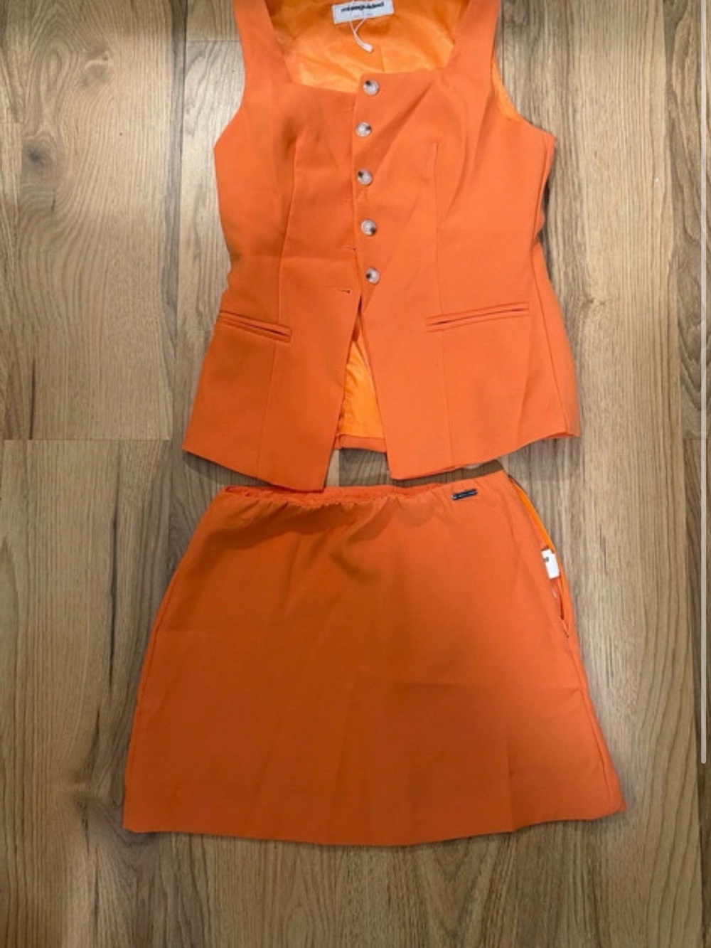 Missguided Orange Two-Piece Skirt Set